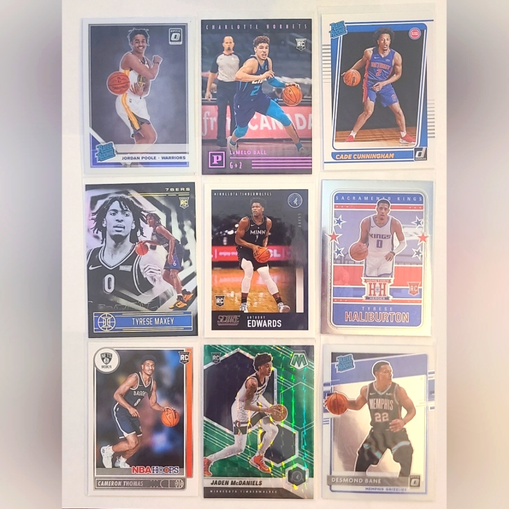NBA Rookie Basketball Card Lot of 9!!! Anthony Edwards Tyrese Halliburton